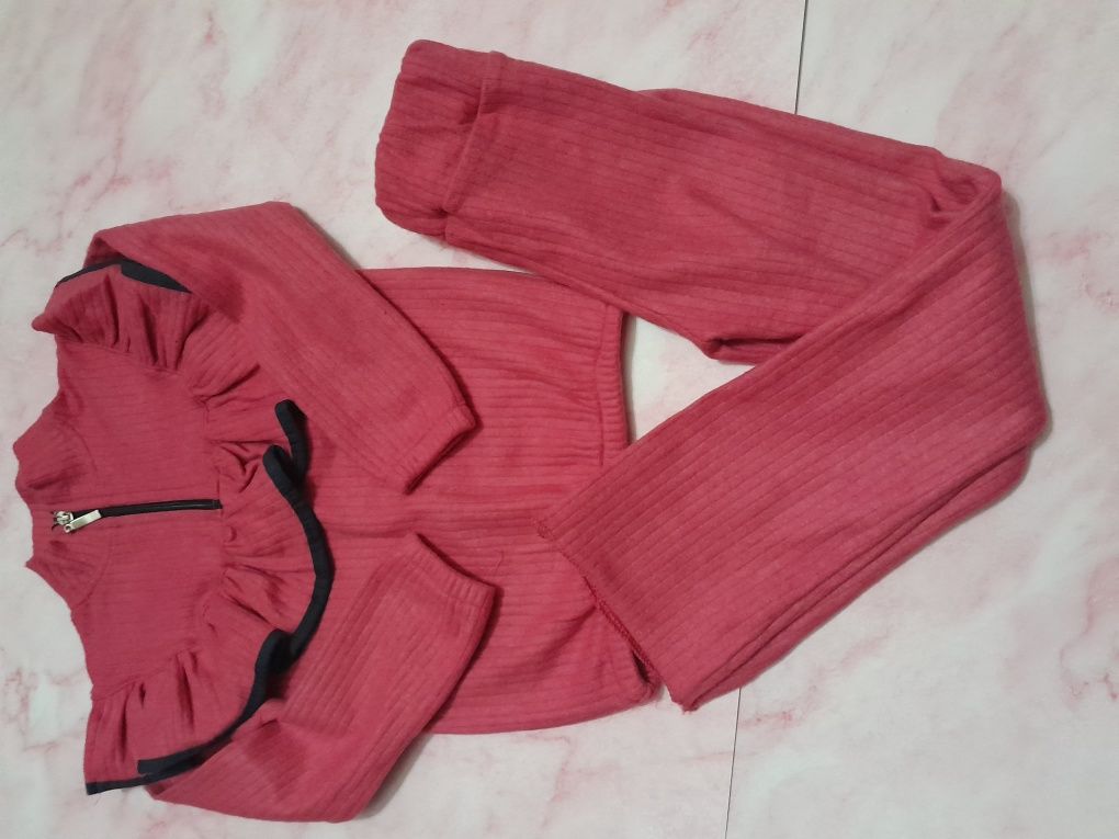 Zestaw komplet różowy spodnie dzwony bluzka 3 lata 92 98