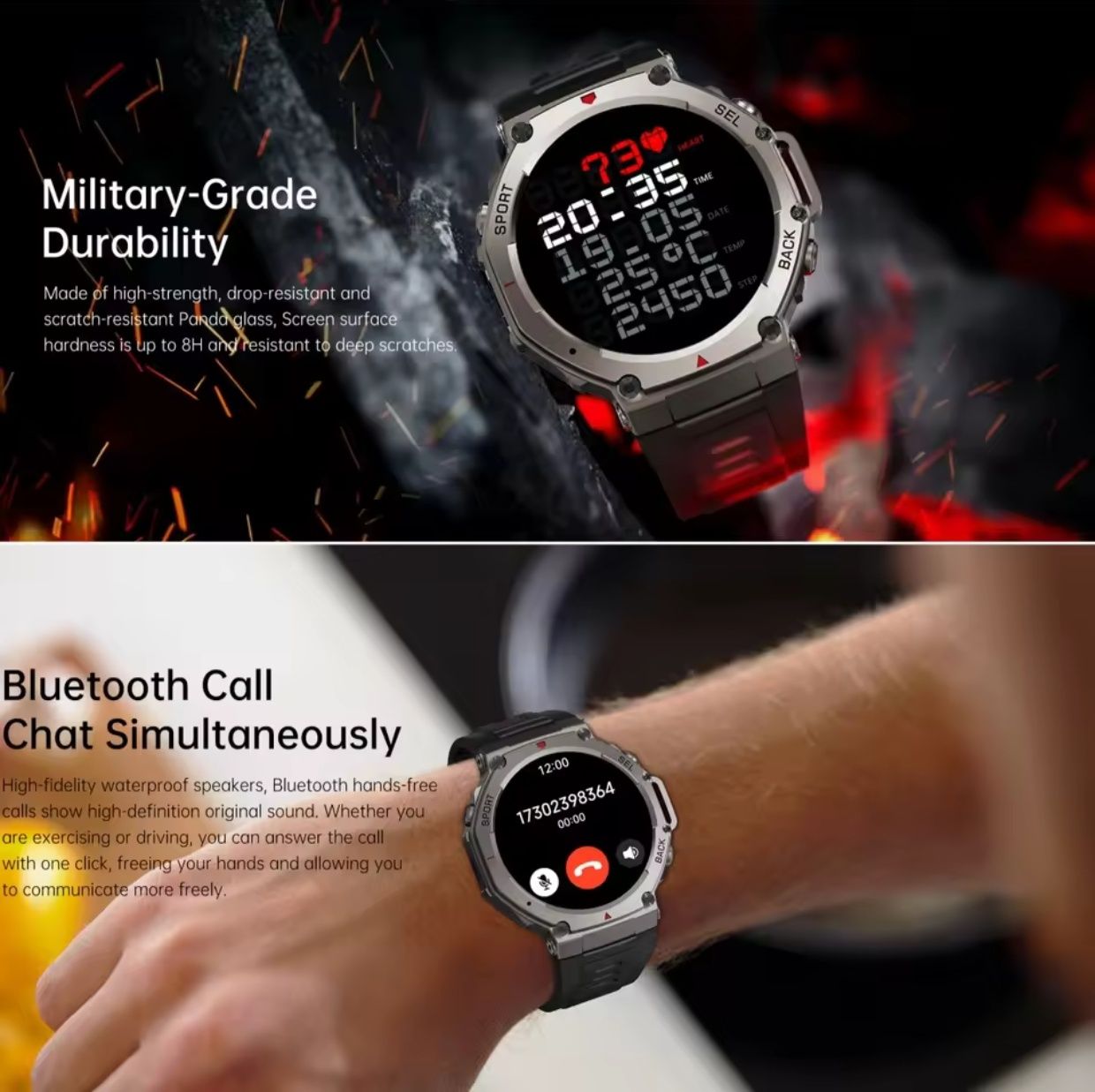 Тактичний смарт годинник DM58 з Укр. мовою + Compass + GPS