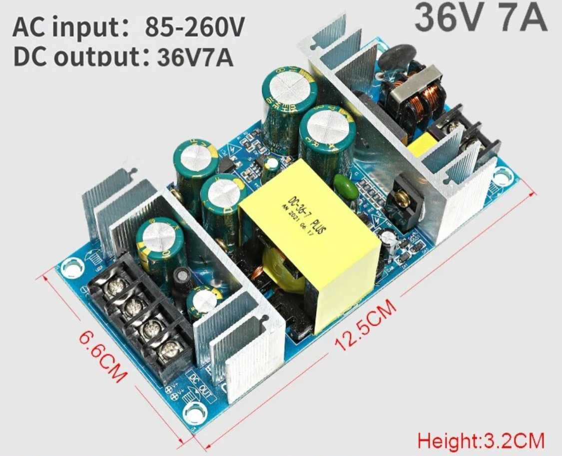 Бескорпусной импульсный блок питания 36V 7A  250W