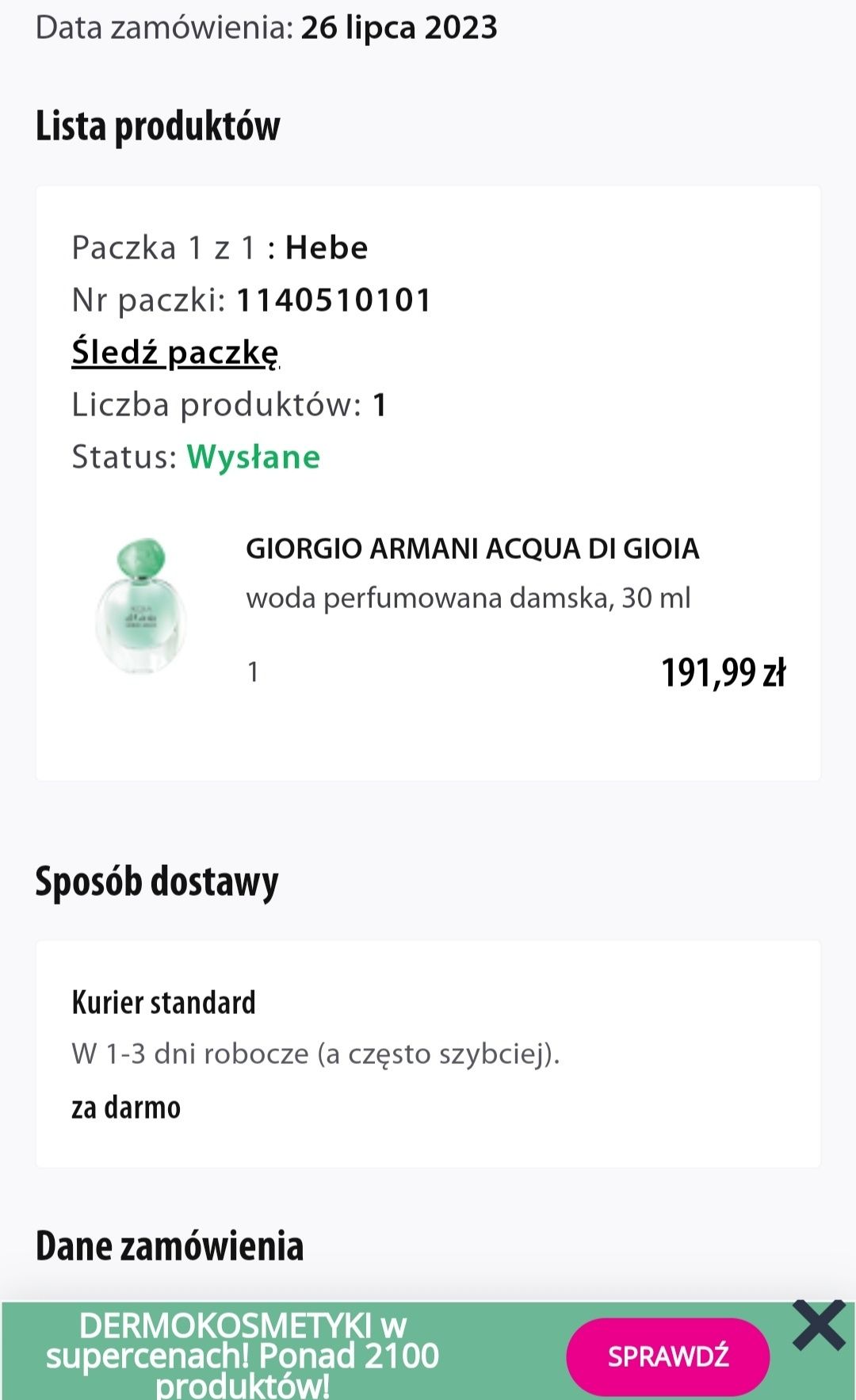 Acqua di gioia klasyk Armani