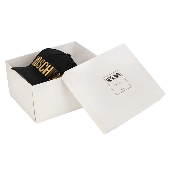 MOSCHINO MILANO luksusowa włoska czapka NERO/ORO