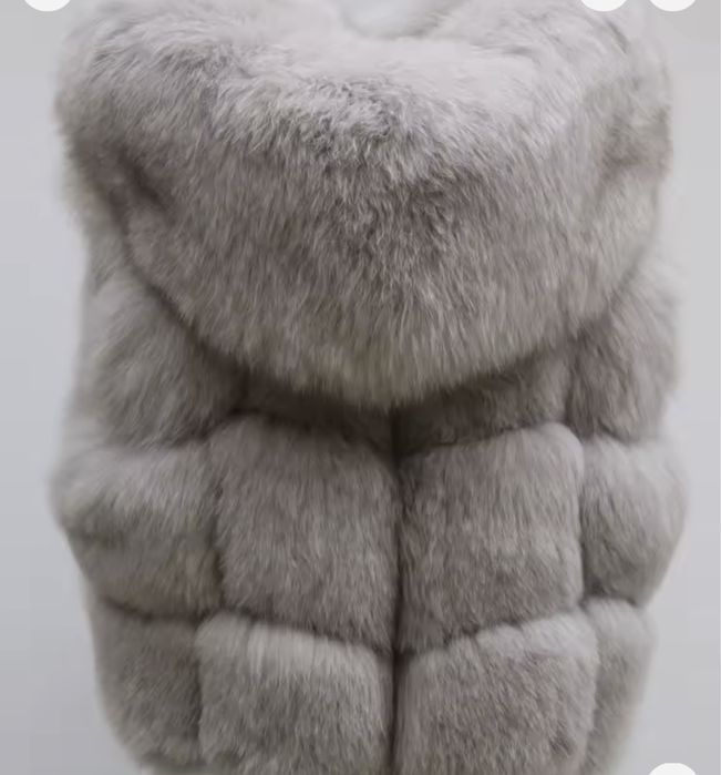 Kontantto kamizelka z futra lisa z kapturem turkus xs-5xl