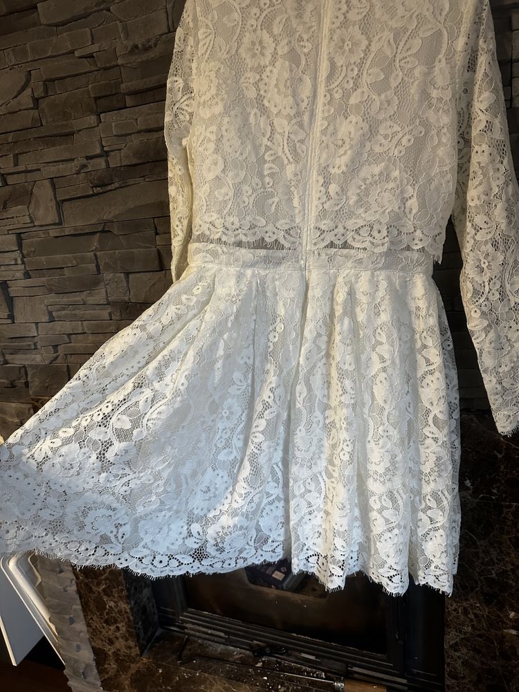 Suknia ślubna Asos Bridal roz 40 koronka ecru krtka