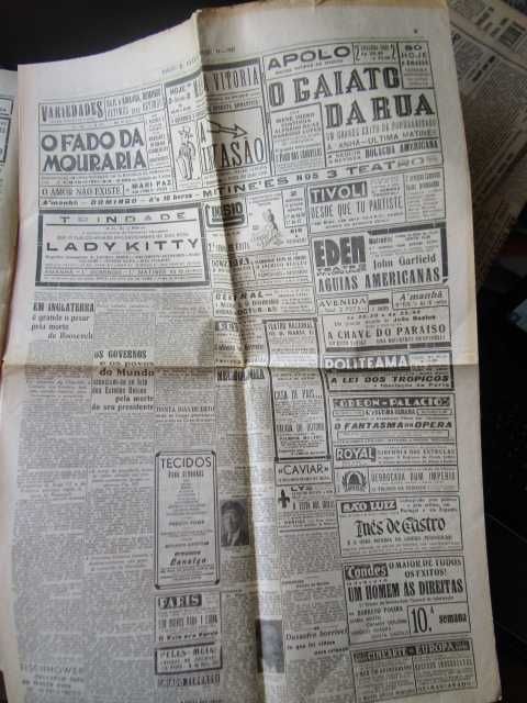 Jornal  Século segunda guerra mundial 1945 Teatro Revista Parque Mayer