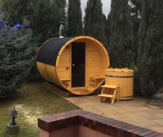 Sauna Beczka 300cm Wyposażona Harvia Sauna Ogrodowa od Porducenta