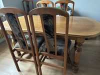 Stół drewniany duży krzesła