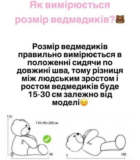 М'яка іграшка ведмідь сірий, 200см