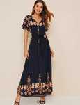 Śliczna granatowa sukienka letnia midi/maxi, uniwersalna,boho, XL/42/1