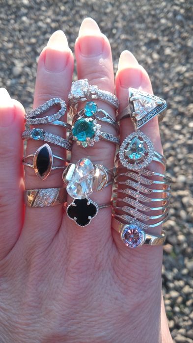 Срібні прикраси, каблучки різних розмірів, 15, 16, 17, 18, 19, 20, 21