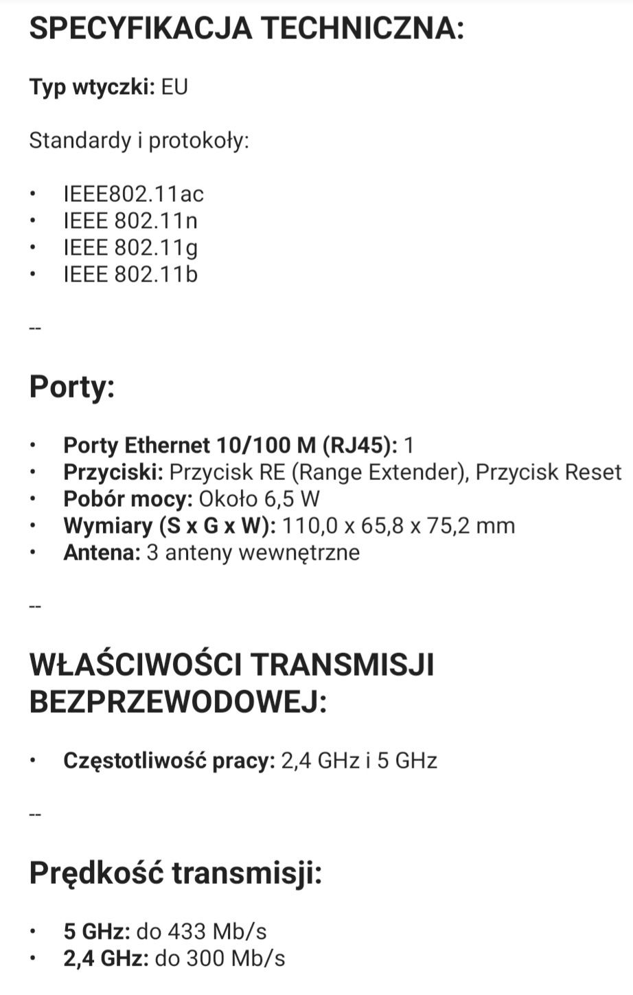 Wzmacniacz sygnału Wi-Fi TP-Link RE200