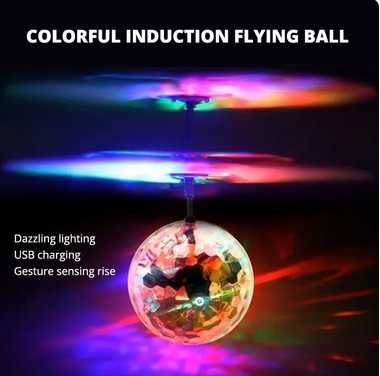 Lampa LED RGB helikopter kula kryształowa disco sterowana gestami