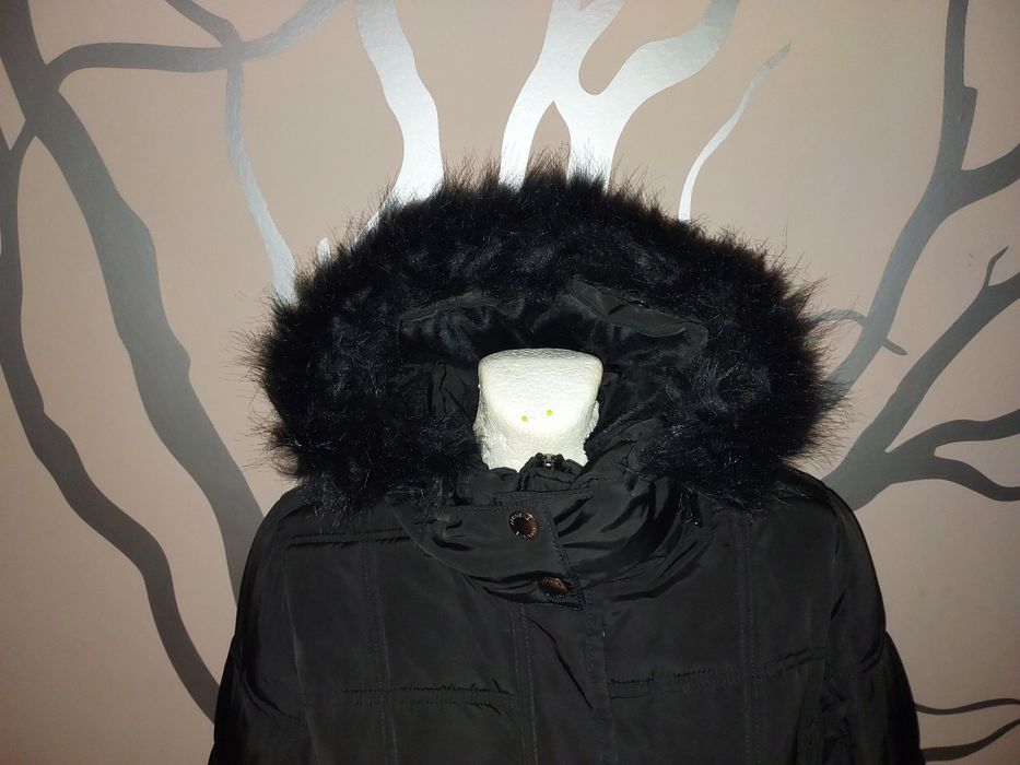 Długa, cieplana, pikowana kurtka