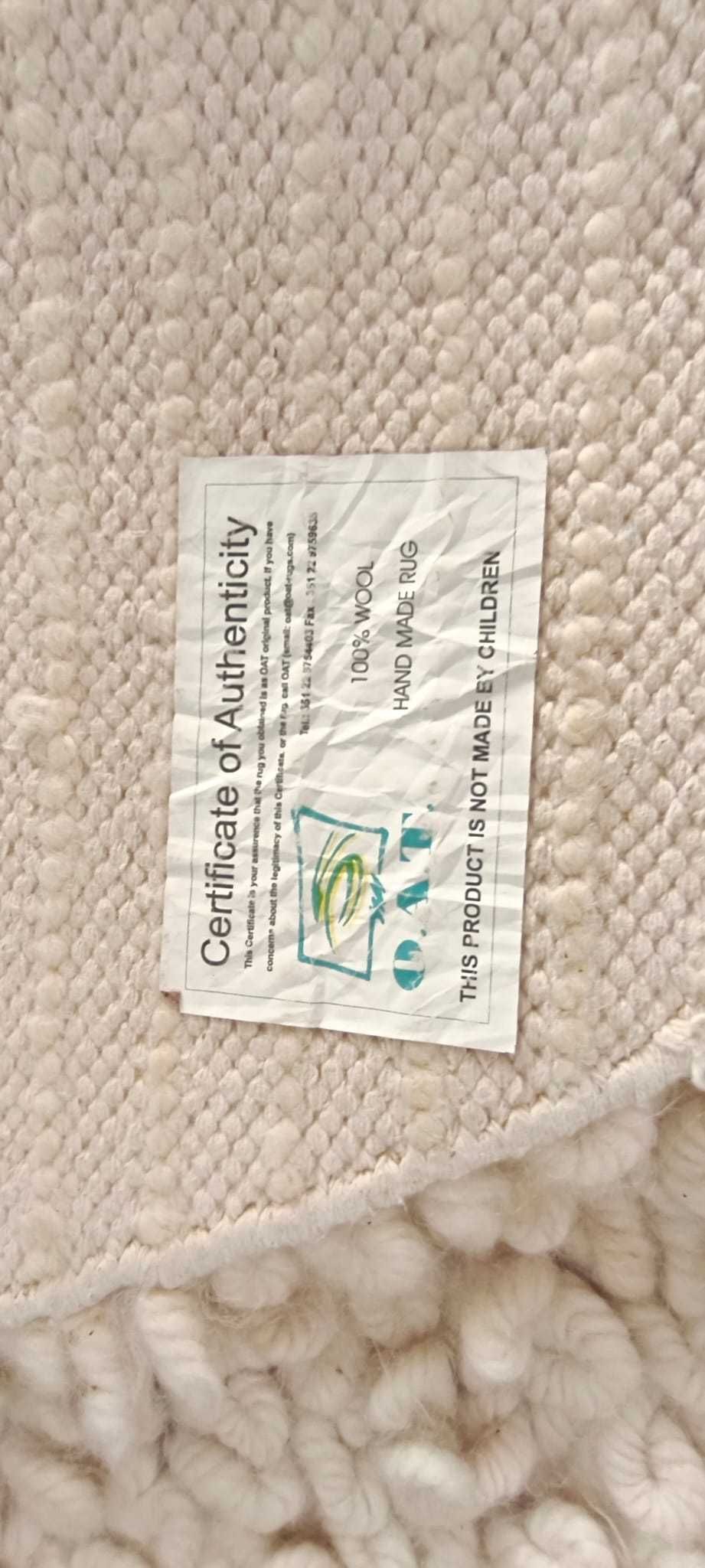 Tapete Redondo de Lã Natural – Feito à Mão | Ø 180 cm | 100% Lã