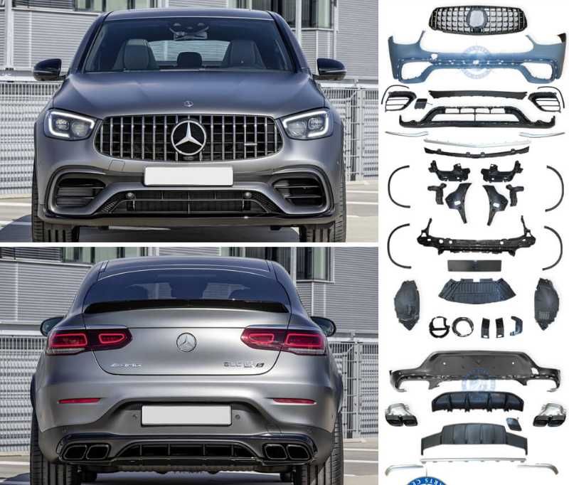 Обвес GLC63 для Mercedes GLC Coupe (2020+) Рестайлинг, бампер, решетка