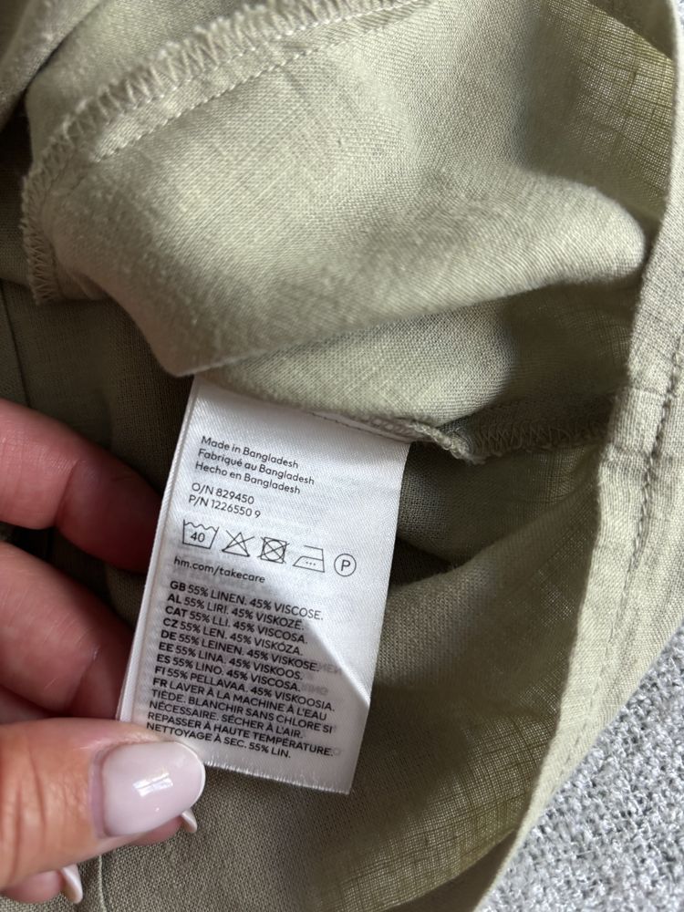 Khaki koszula len h&m w bardzo dobrym stanie idealna na lato len