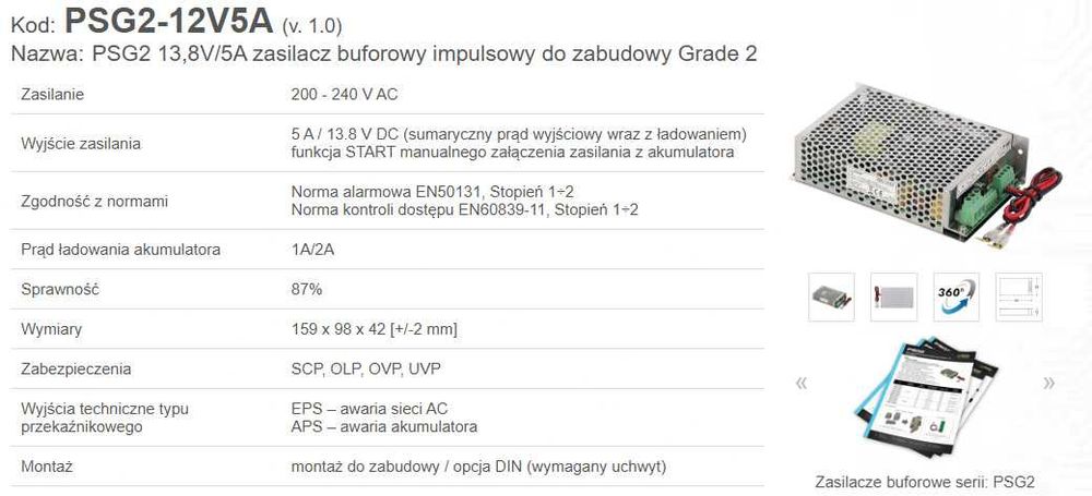 Zasilacz buforowy Pulsar PSG2-12V5A z modułem zasilania awaryjnego