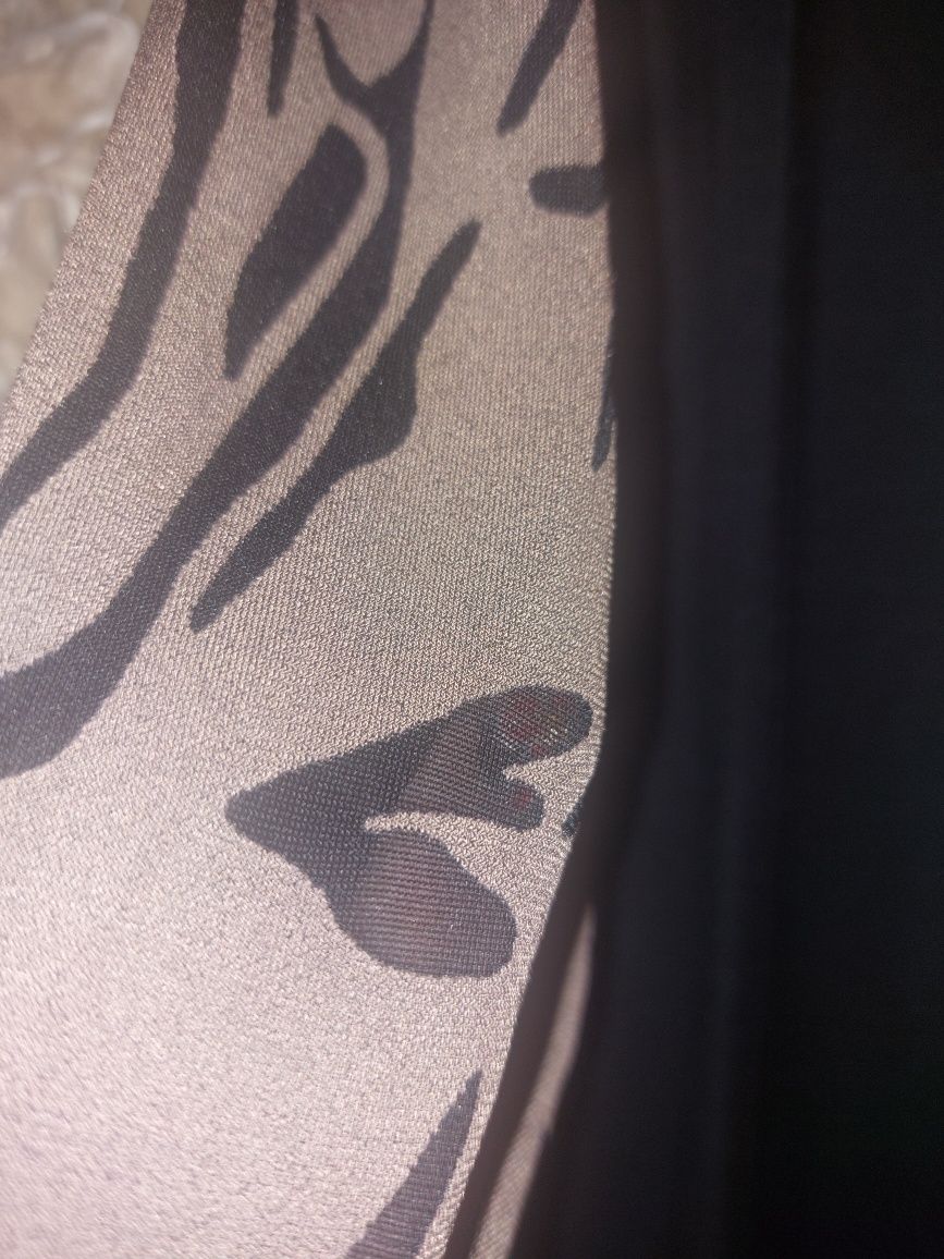 Tunika brązowo czarna w asymetryczne rogi po bokach