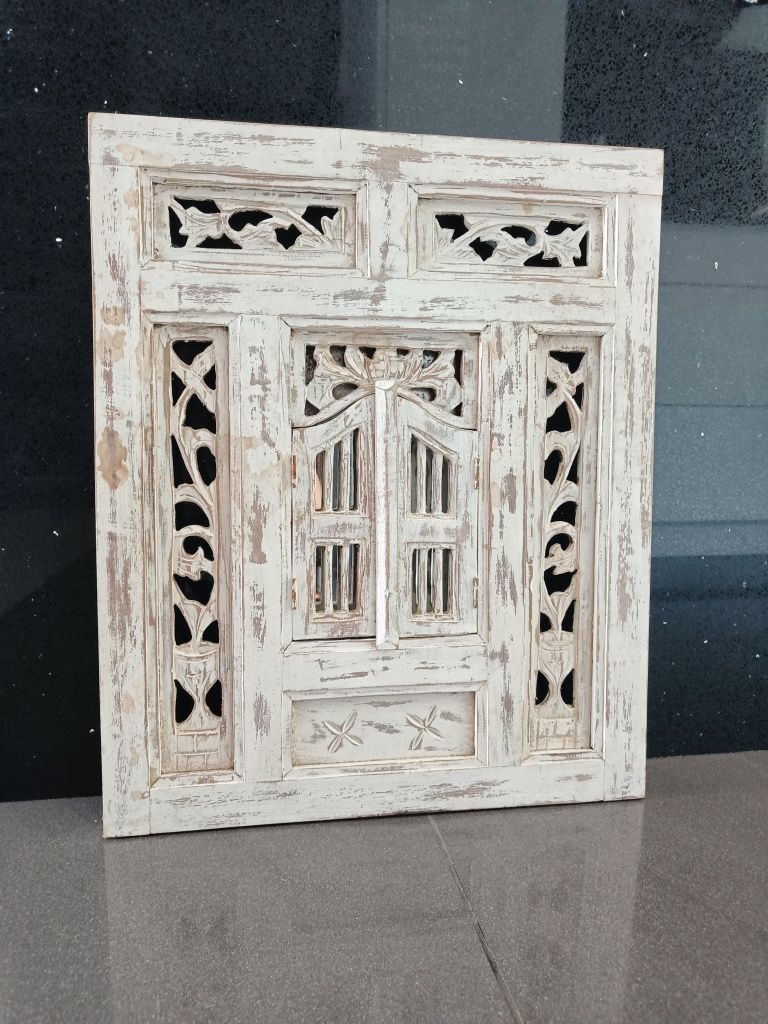 Okiennica z lusterkiem dekoracja rustic boho vintage