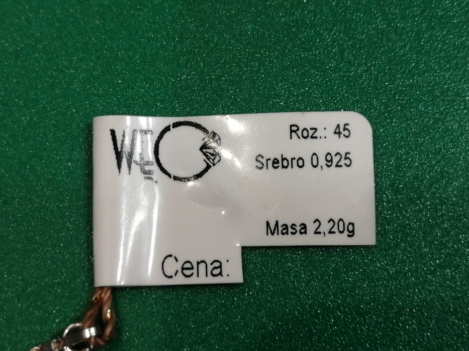 Łańcuszek korda, srebrny, rozmiar: 45cm, nowy z metką