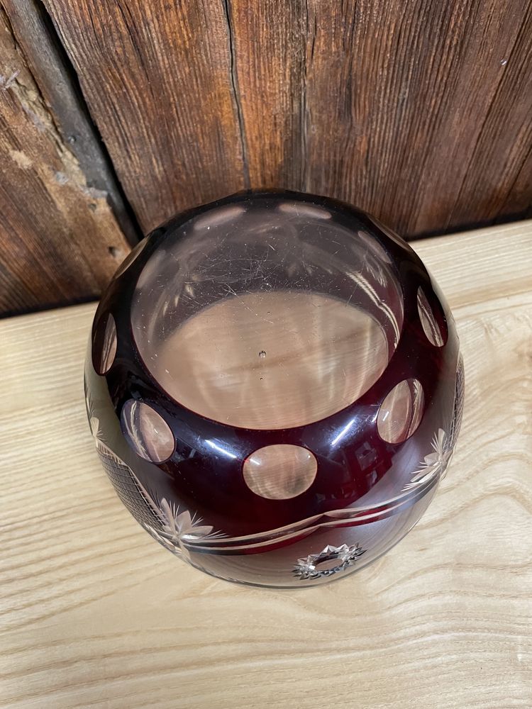 Miska kryształowa rubinowa szlif