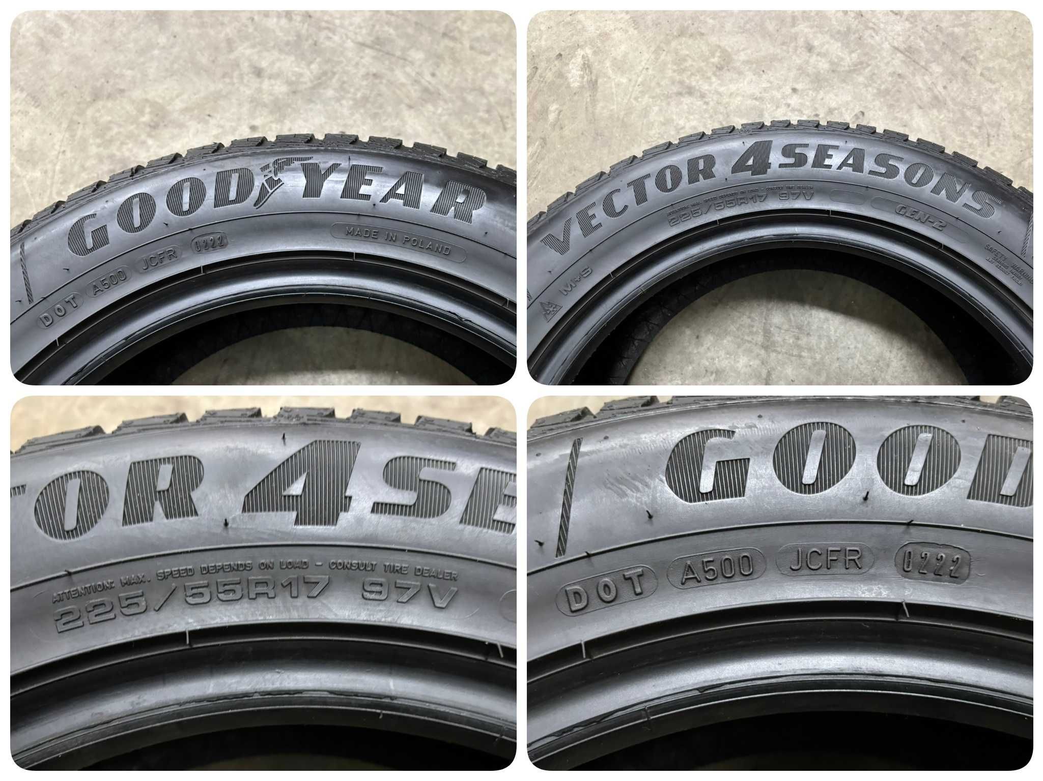 2X OPONY CAŁOROCZNE 225/55R17 97V Goodyear Vector4Seasons G2 8MM 2022R