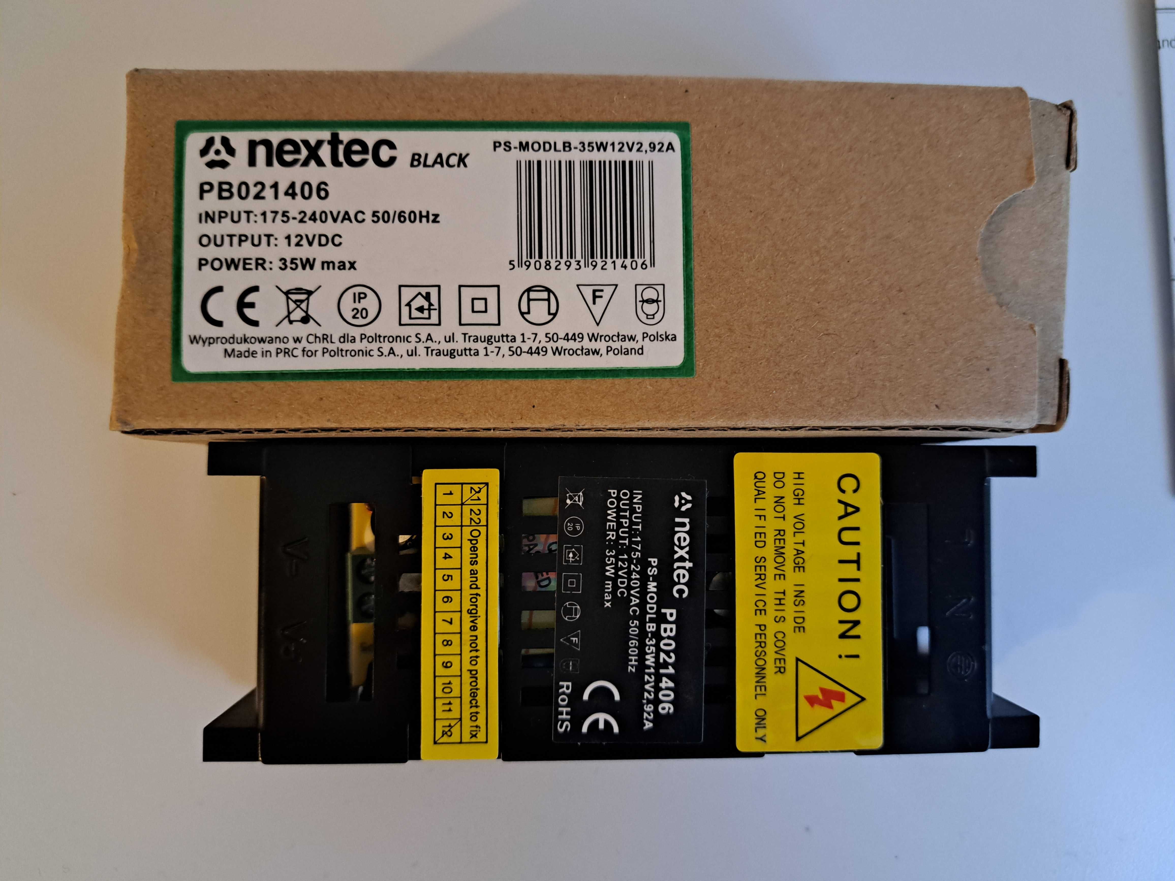 Nextec zasilacz 12V 35W 2,92A MODUŁOWY czarny do taśm LED