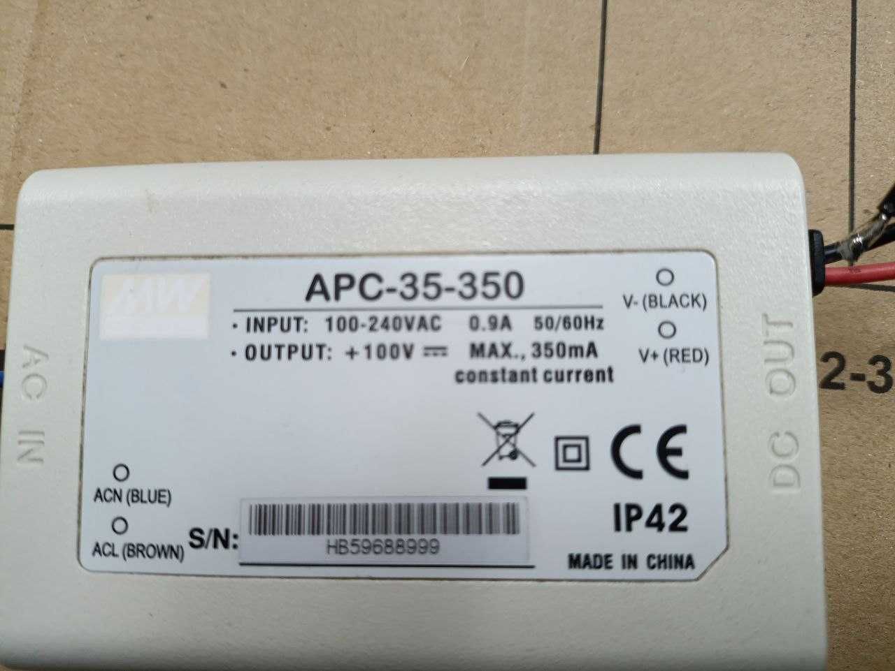 Блок живлення драйвер Mean Well 35W 28~100V 350mA APC-35-350
