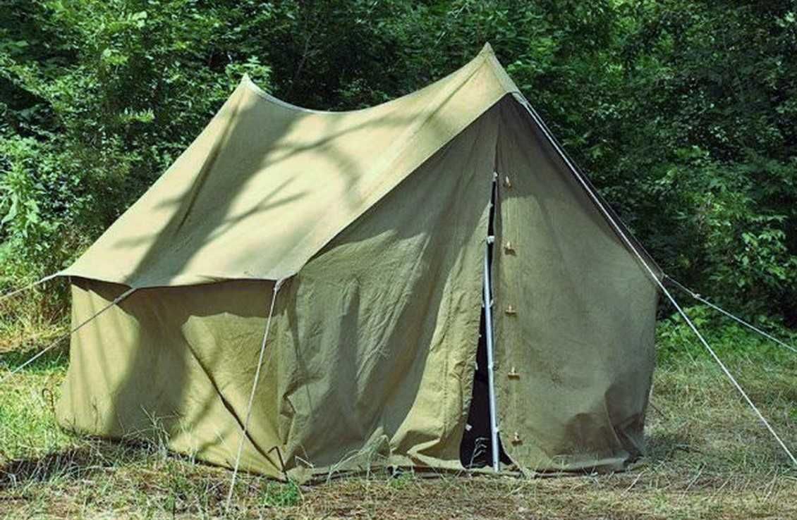 Новая брезентовая палатка защитного цвета для двоих, с двойным дном
