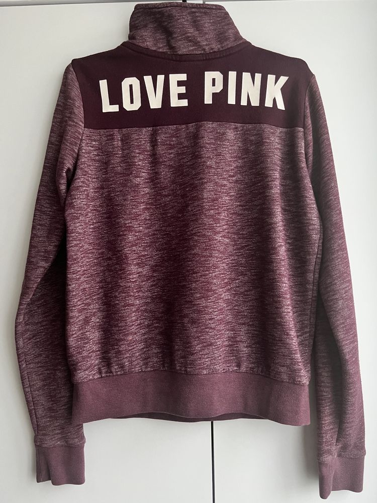 Burgundowa  bluza z golfem na zamku Love Pink Victoria’s Secret