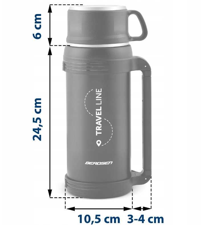 Termos turystyczny stalowy z paskiem na kawę herbatę 1500ml czarny