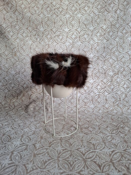 Czapka z futra lisa srebrnego farbowanego na brąz