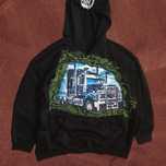 Hoodie DIY Custom patchwork vanlife Scania truck flame ogień handmade