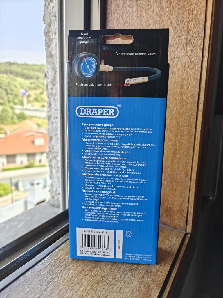 Manómetro Pressão Pneus Analógico Draper COMO NOVO