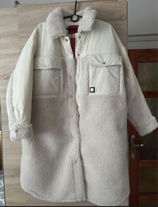 Kurtka Oversize z  Pikowaną Podszewką