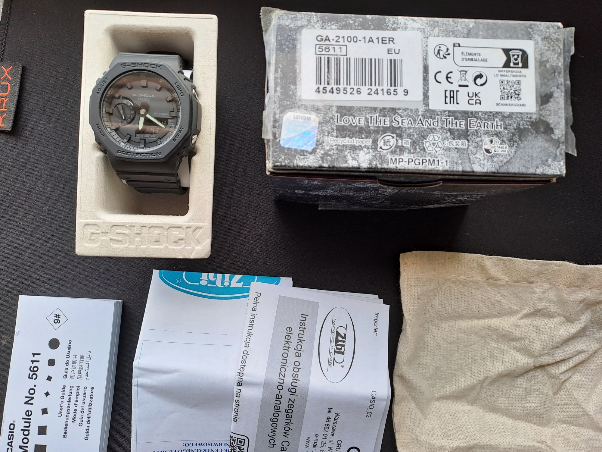 Zegarek Casio G-SHOCK GA-2100-1A1ER stan idealny, komplet gwarancja