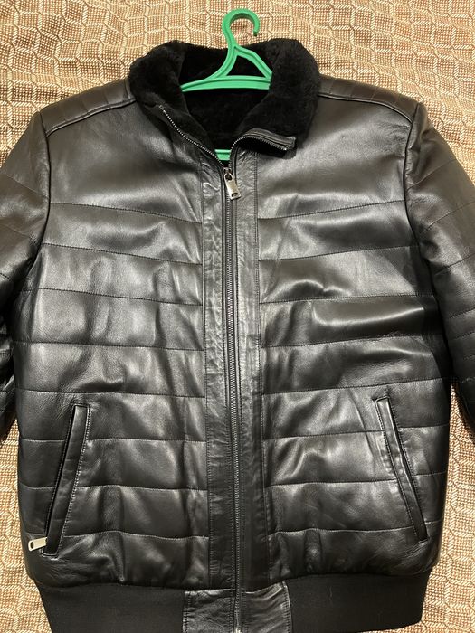 Чоловіча шкіряна зимова куртка