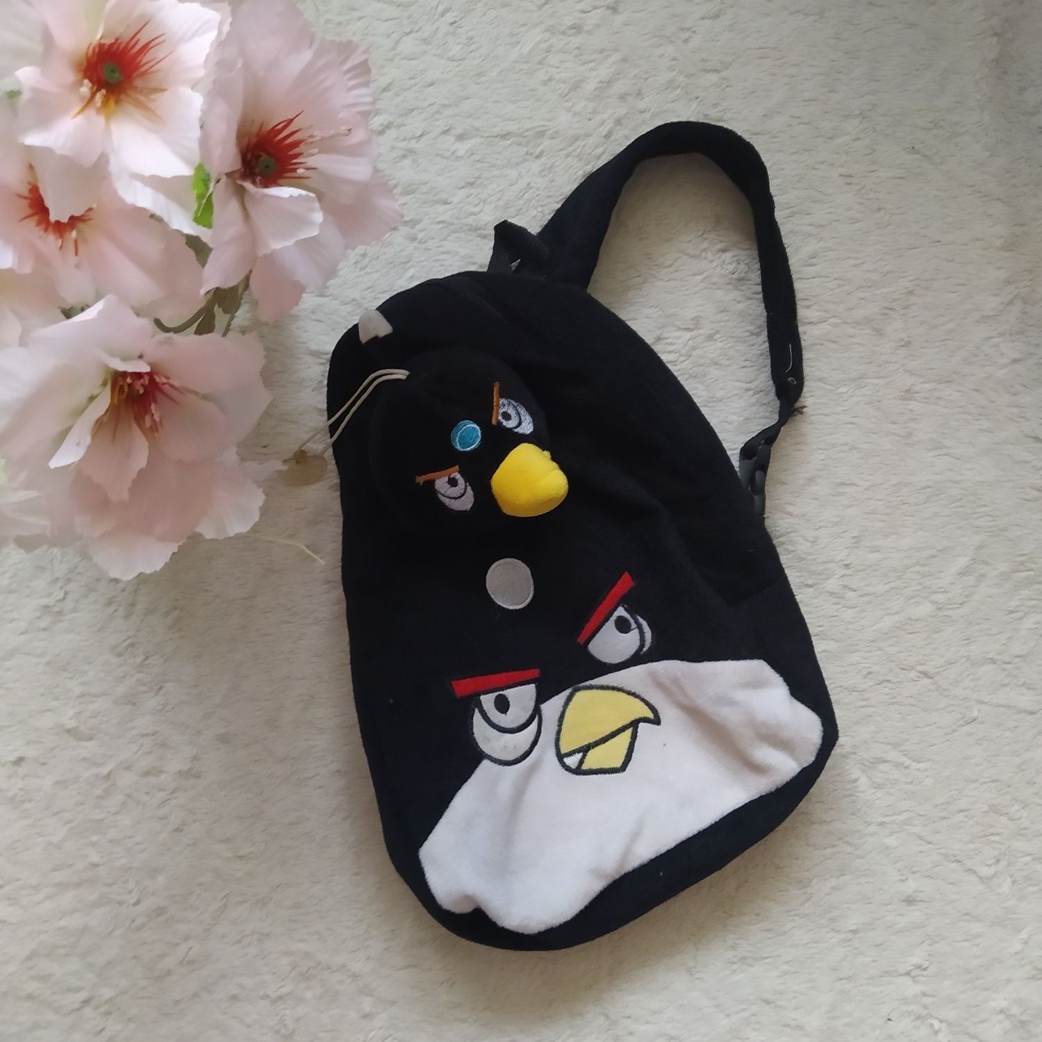 Pluszowy plecak Angry Birds czarna Bomba zimowy miękki dla chłopca