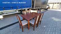 Nowe: STÓŁ 80x140/180 + 6 KRZESEŁ , kasztan + kawa z  mlekiem FORNIR