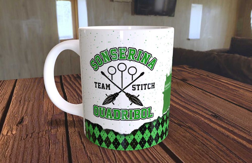 Caneca personalizada Team-Stitch-Harry Potter Mug Verde Novo
