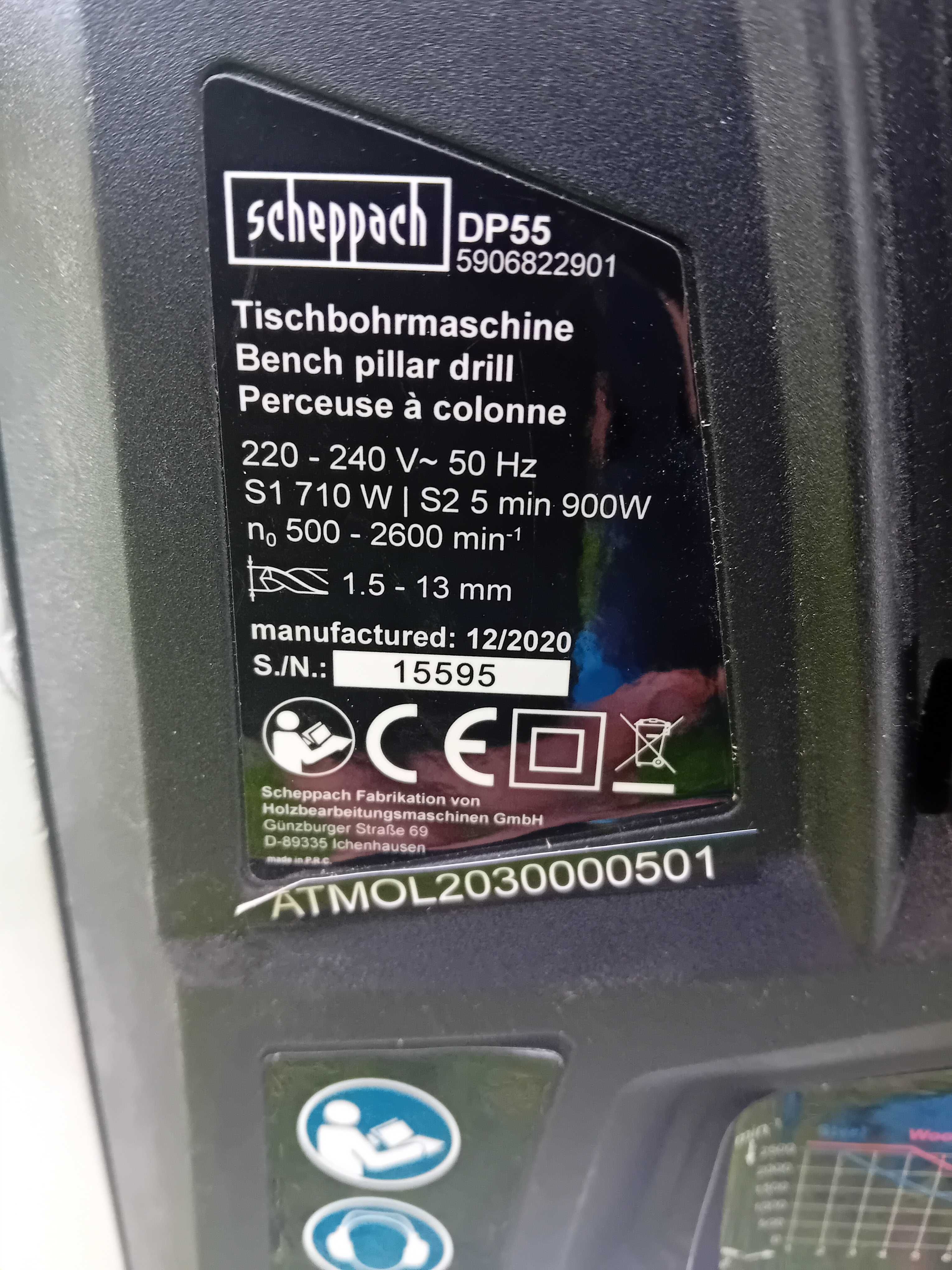 Scheppach DP55 - Wiertarka stołowa z elektroniczną regulacja obrotów