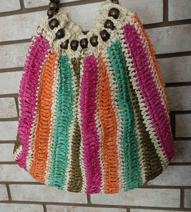 Літня сумка , рафія, кольорова