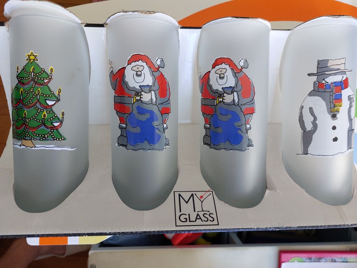 Copos altos vidro desenhos natal