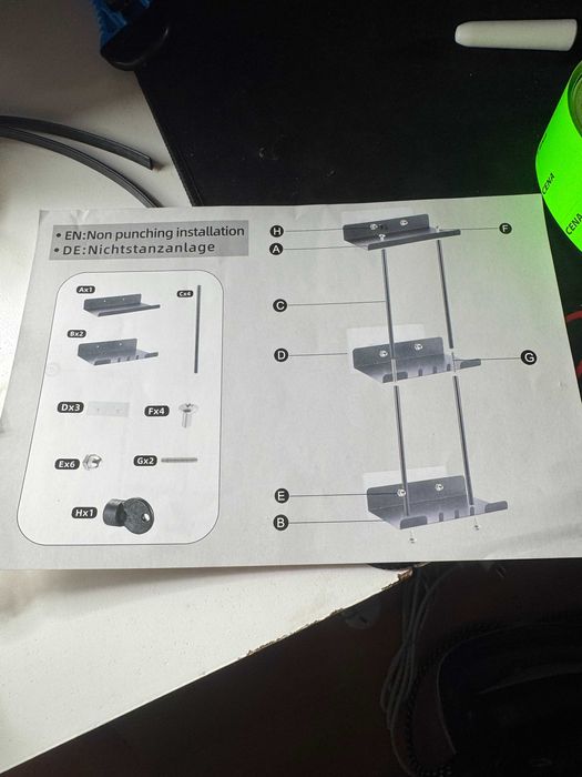 Półka wieszak czarny 3 półki łazienkowy
