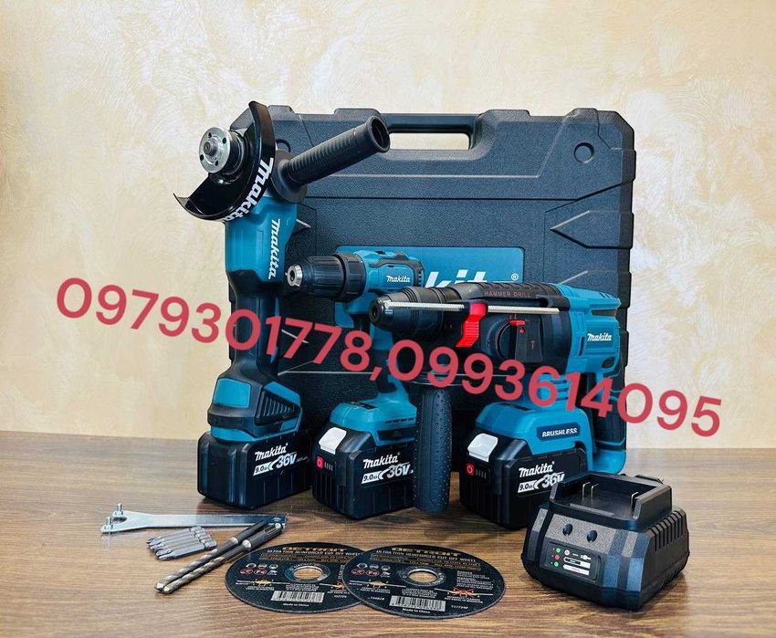 Makita 3/1 Болгарка DGA 504 + Шуруповерт DDF 484 + Перфератор DHR 202