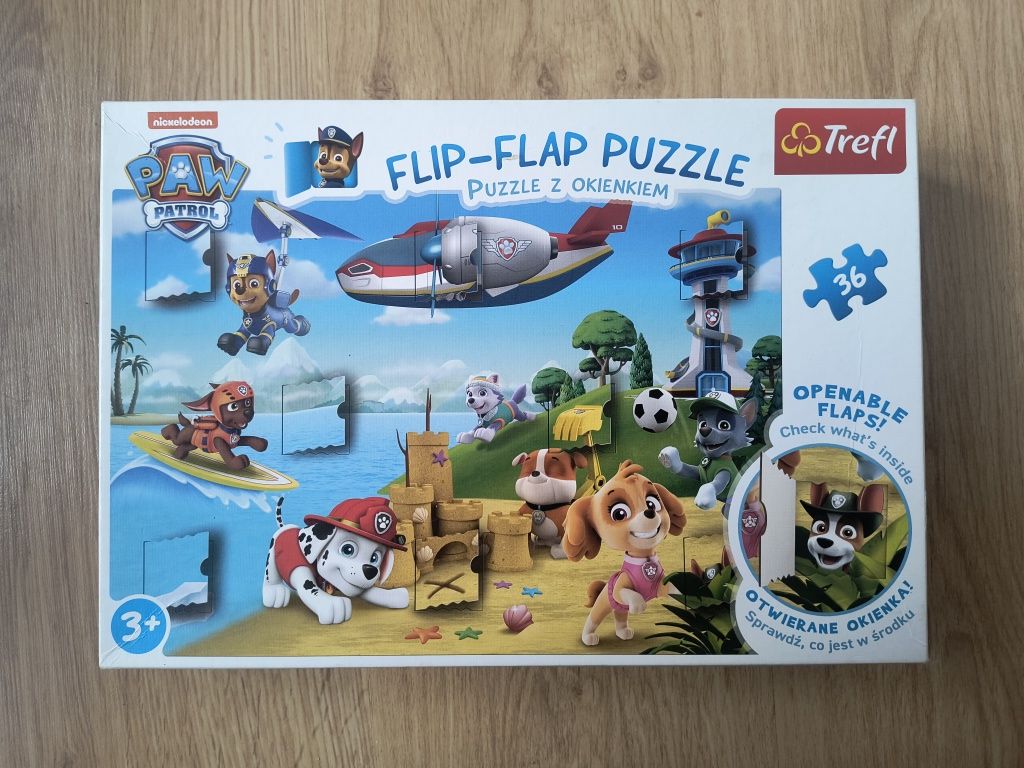 Puzzle z okienkami Psi Patrol 36 elementów Trefl Paw Patrol flip Flap