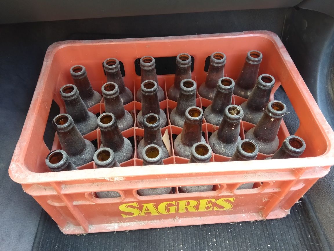 Grades de cerveja Sagres com garrafas incluídas