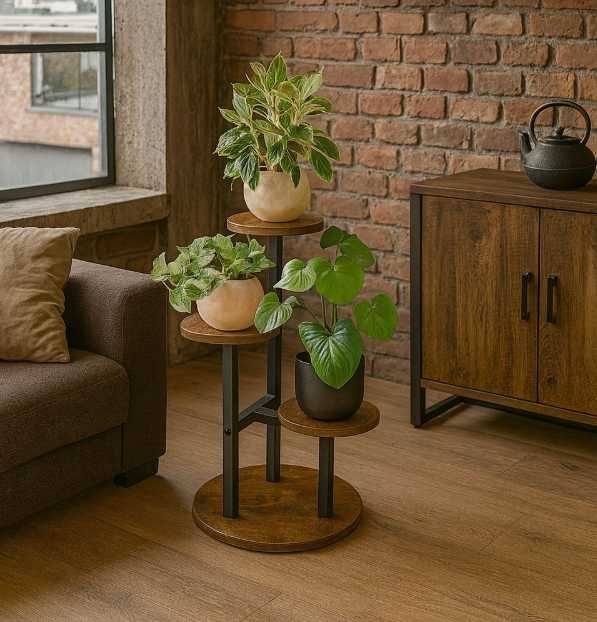 Kwietnik Na Kwiaty Rośliny Stojący Metalowy Stojak 3 Półki Do Salonu