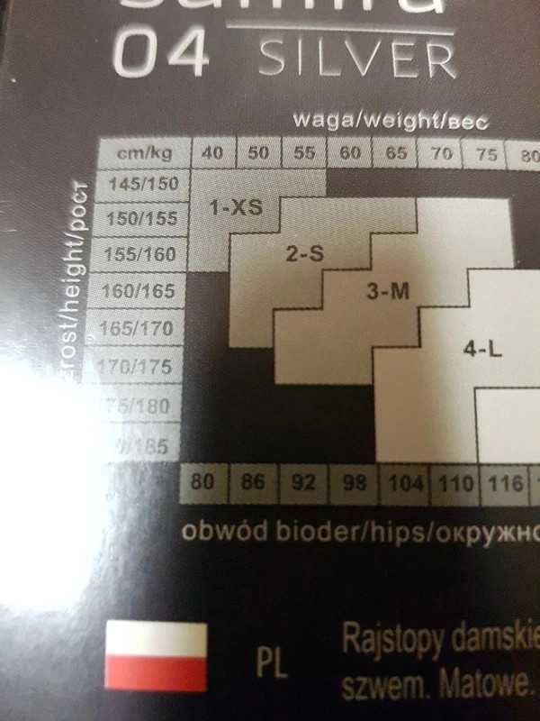 Kryjące czarne rajstopy srebrna nitka r.S-M