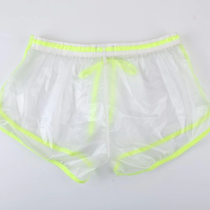 Sexowne Męskie Kąpielówki Przeźroczyste z Neonowym Wykończeniem - L