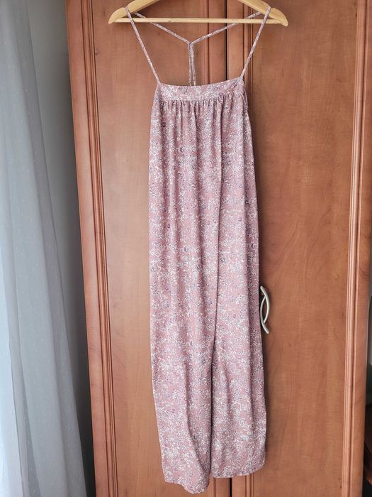 Sukienka maxi brązowa we wzorki w kwiatuszki kwiaty